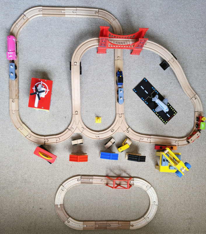 carousel wooden train set 150 piece